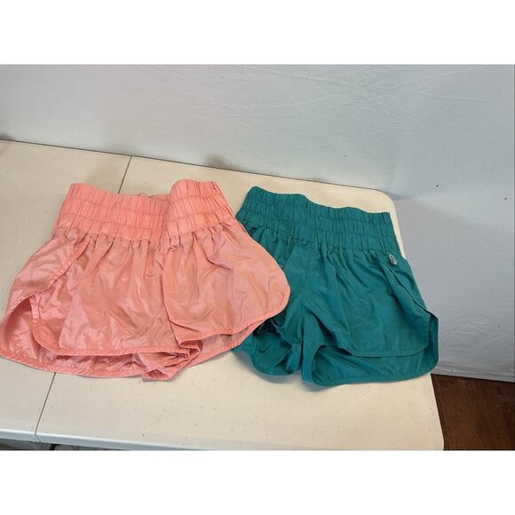 lot of 2 FP MOVEMENT Free People THE WAY HOME Pink + blue Shorts - Picture 1 of 10